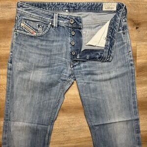 Diesel Jeans Men 32x32 Blue Larkee‎ Regular Straight Leg Cotton 008XR Hemmed 30"